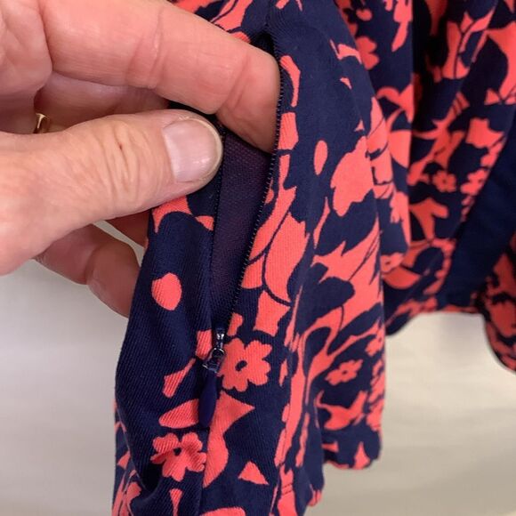 Title Nine Hillary Coral Navy Floral V-Neck Sleeveless Fit & Flare Dress Size S - Picture 10 of 13